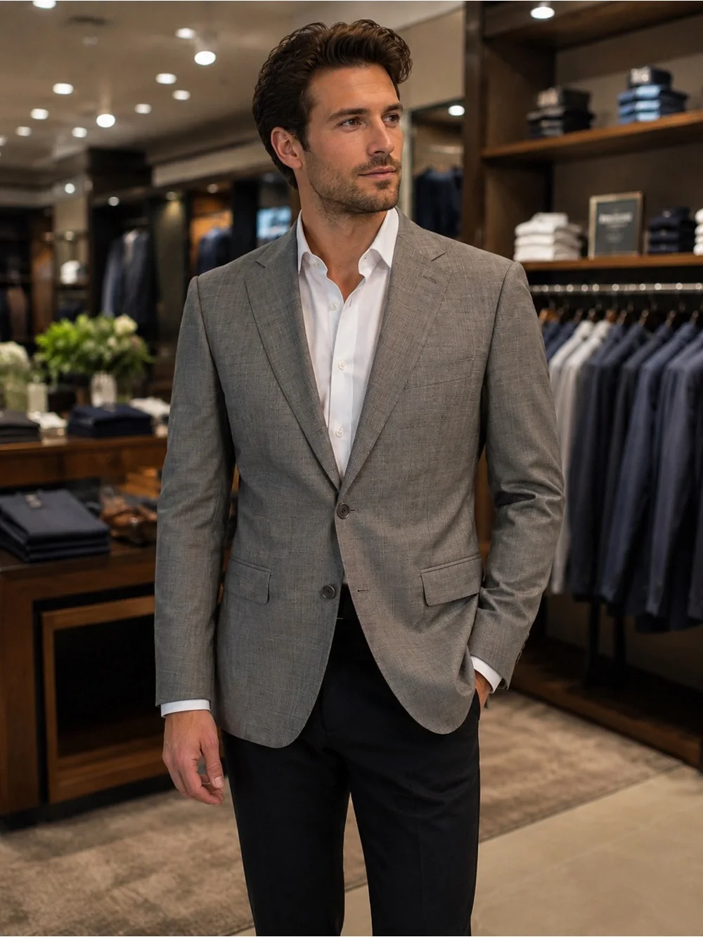 Banana Republic Gray Tailored Sport Coat - Slim Two-Button